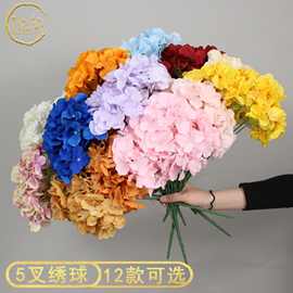 仿真花束5头无叶绣球 婚庆假花diy装饰路引绢花外贸跨境仿真绣球