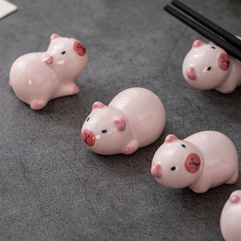 文创 ZAKKA陶瓷筷架日式动物花宠卡皮巴拉工艺品车载餐桌工位摆件|undefined