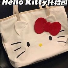 帆布包包女2023新款潮大容量hello kitty猫手提袋卡通单肩托特包