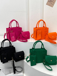 Fashionable demi-season set, solid color shoulder bag, one-shoulder bag, simple and elegant design, 3 piece set