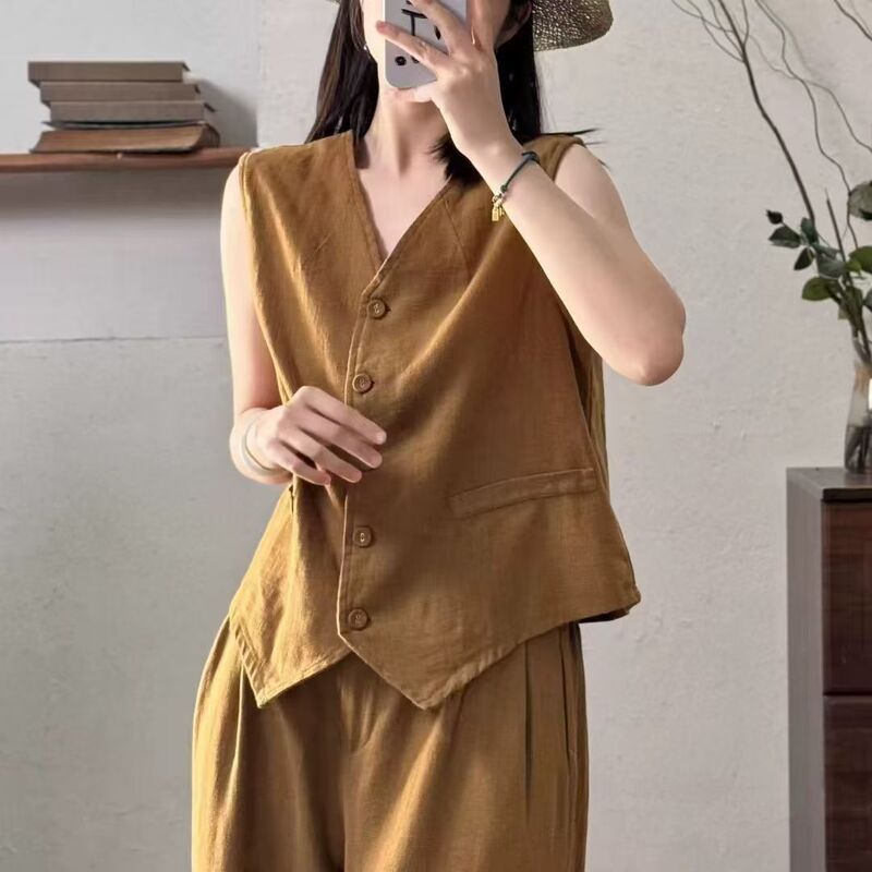 26 Autumn New Collection: Herringbone Pattern, Simple and Elegant, Artistic Style, Loose Fit, Old Money Aesthetic, Versatile Layering Vest Top