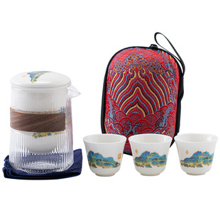 Чайный сервиз для путешествий, глянцевый комплект, чай, заварочный чайник, портативная чашка, уличная глина