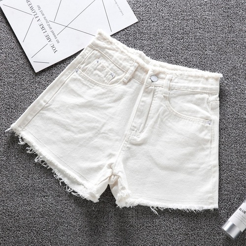  New Summer Women's Jeans Shorts with Frayed Wide Legs for Outwear Slimming High Waist Thin A-Shape Hot Pants Fashionable Ins 