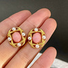 Fuchsia retro resin, earrings, Chinese style