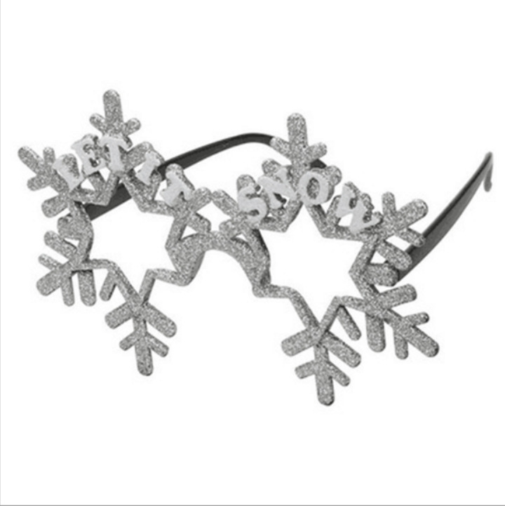 Gafas de Navidad con diseño de copos de nieve, disfraz, dibujos animados, para adultos y niños, con astas, regalo, montura de gafas, fiesta, gafas divertidas