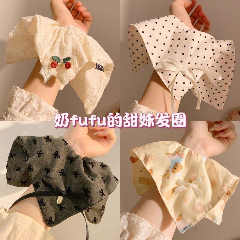 French-style vintage sweet square scarf scrunchie for women, high-end oversized ponytail hair tie, hair accessory French-style vintage sweet square scarf scrunchie for women, high-end oversized ponytail hair tie, hair accessory