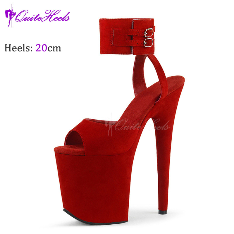 Giày cao gót nữ mũi nhọn gót 20 cm phong cách Âu Mỹ đi catwalk — Đỏ rượu, Màu đen, Màu hồng, Màu mơ