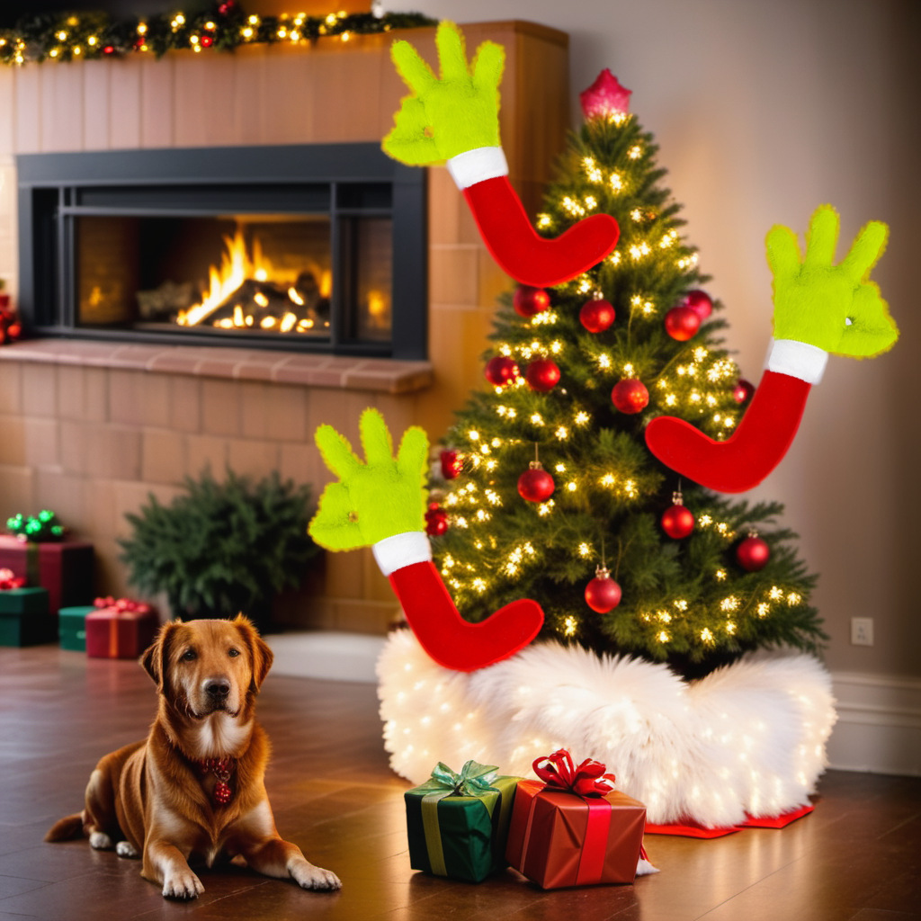 Nuevo Grinch muñeca de Navidad Grinch piel verde extraño brazo muñeca elfo decoración del árbol de Navidad decoraciones