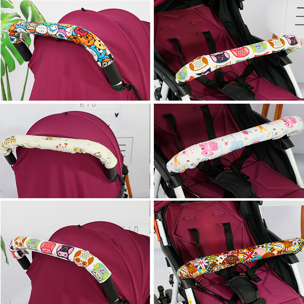 [Pack of Two] Pure Cotton Fine-grained Canvas Stroller Arm Cover Stroller Handle Protector, Breathable and Mildew Resistant