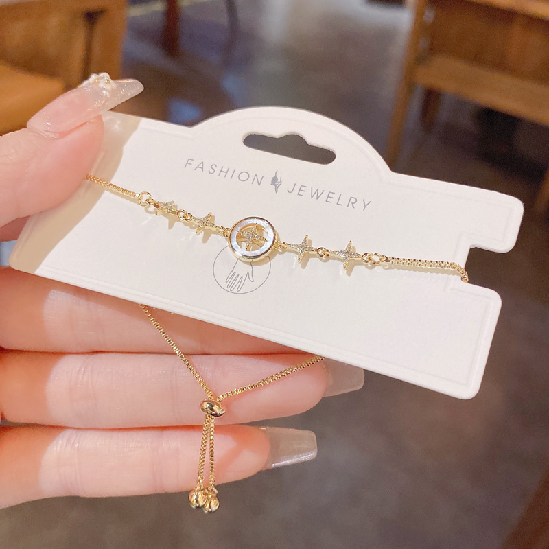 2022 New Style Light Luxury All-match Diamond-encrusted Star Shell Bracelet Small Fresh Girl Girls' Birthday Gift Bracelet