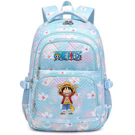 海贼王印花多隔层初高中书包大容量轻便减负护脊双肩包
