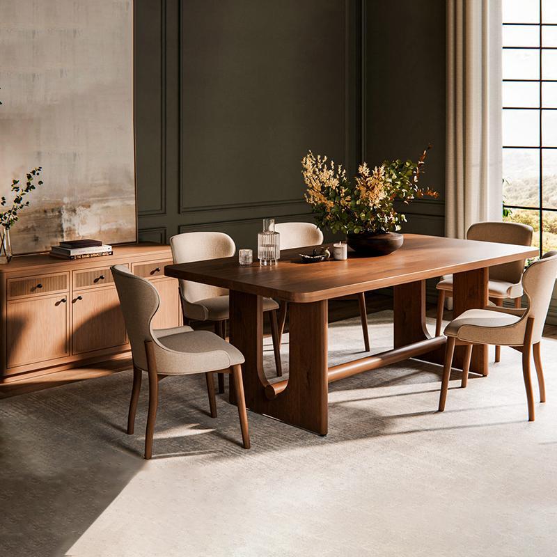 Ash Wood Dining Table Rectangular Walnut Color Designer Long Table Simple Office Conference Table Ancient Style Dining Table