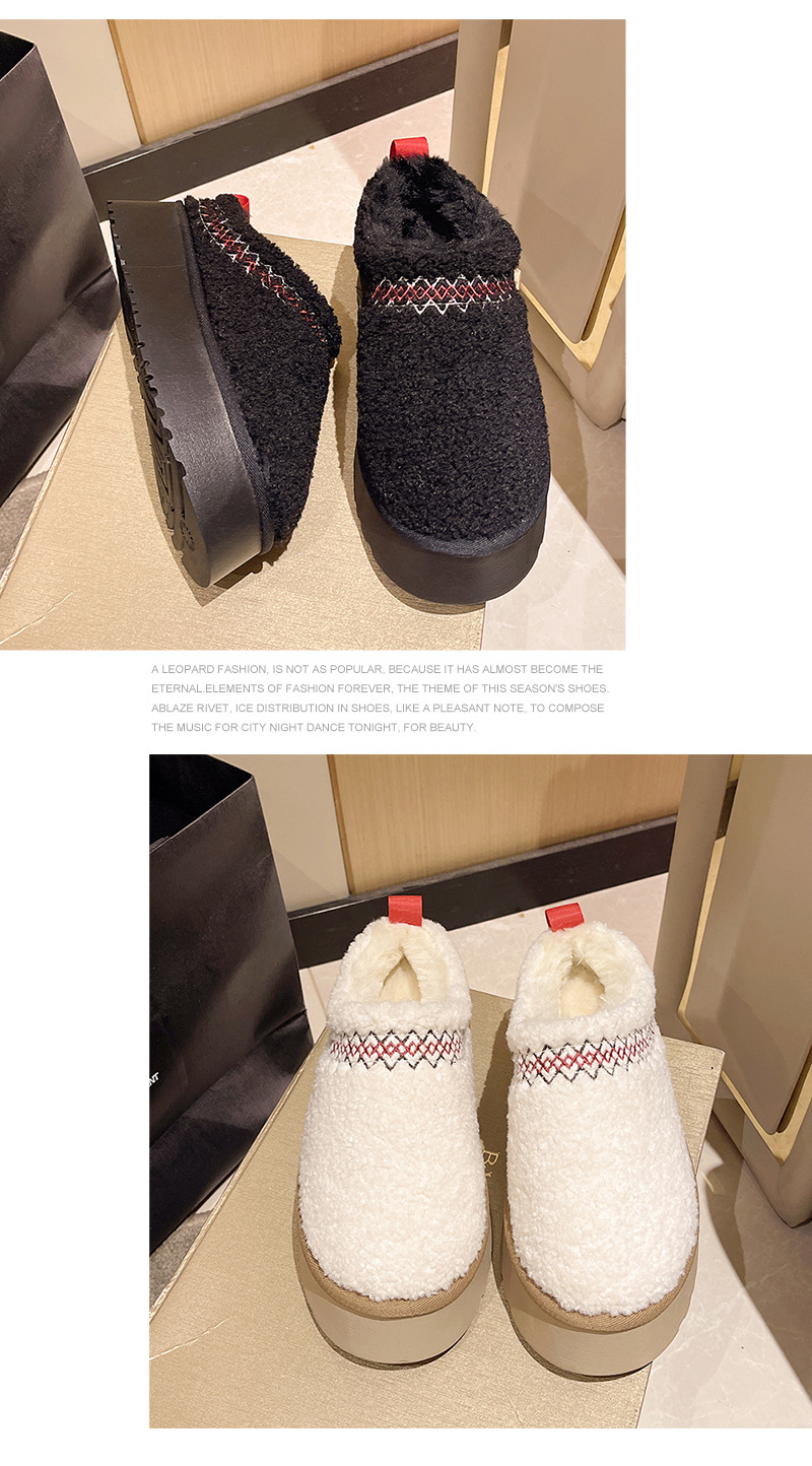 Zapatos de mujer Zapatillas de media caña cerradas con suela gruesa para mujer, otoño e invierno, además de zapatos de algodón cálidos y perezosos de terciopelo para mujer_voghion.com