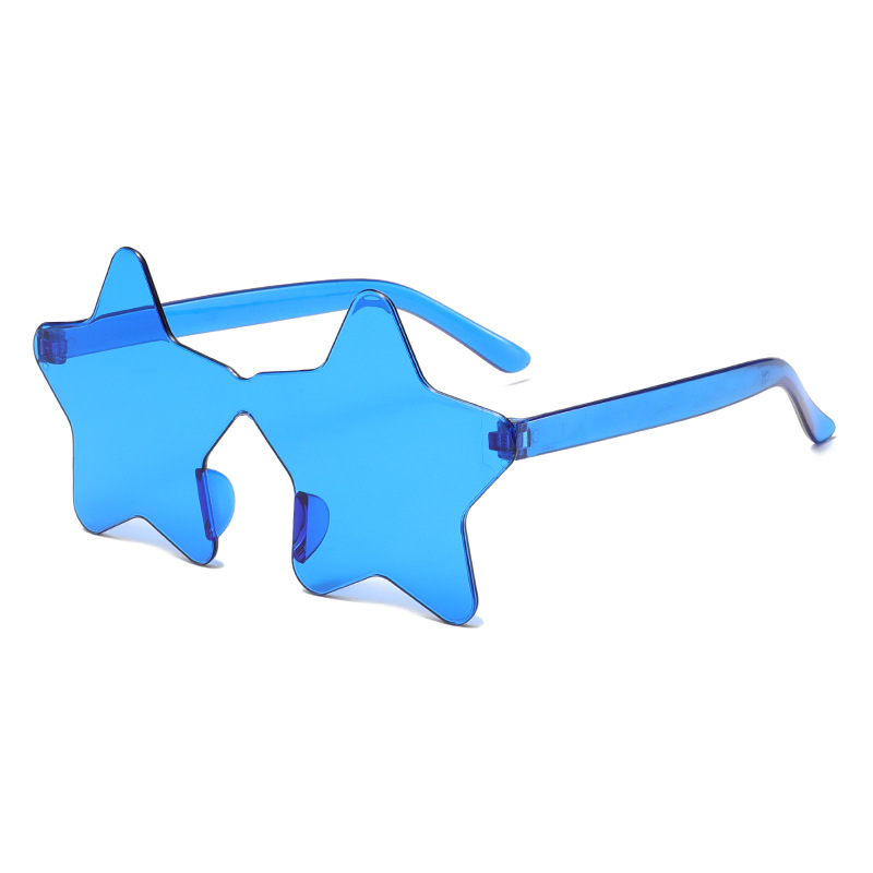 Juxin transfronteriza nueva personalidad color caramelo sin marco estrella gafas de sol fiesta fiesta extraña de cinco puntas de una pieza image 11