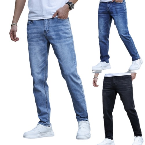 High-Quality European and American Men's Elastic Tailored Jeans Independent Website Amazon Classic Three Colors