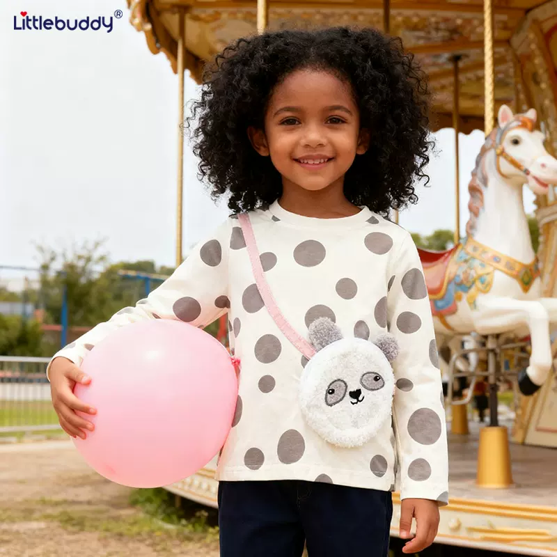 跨境littlebuddy女童T恤春秋新款欧美小童圆领长袖可爱小女孩休闲