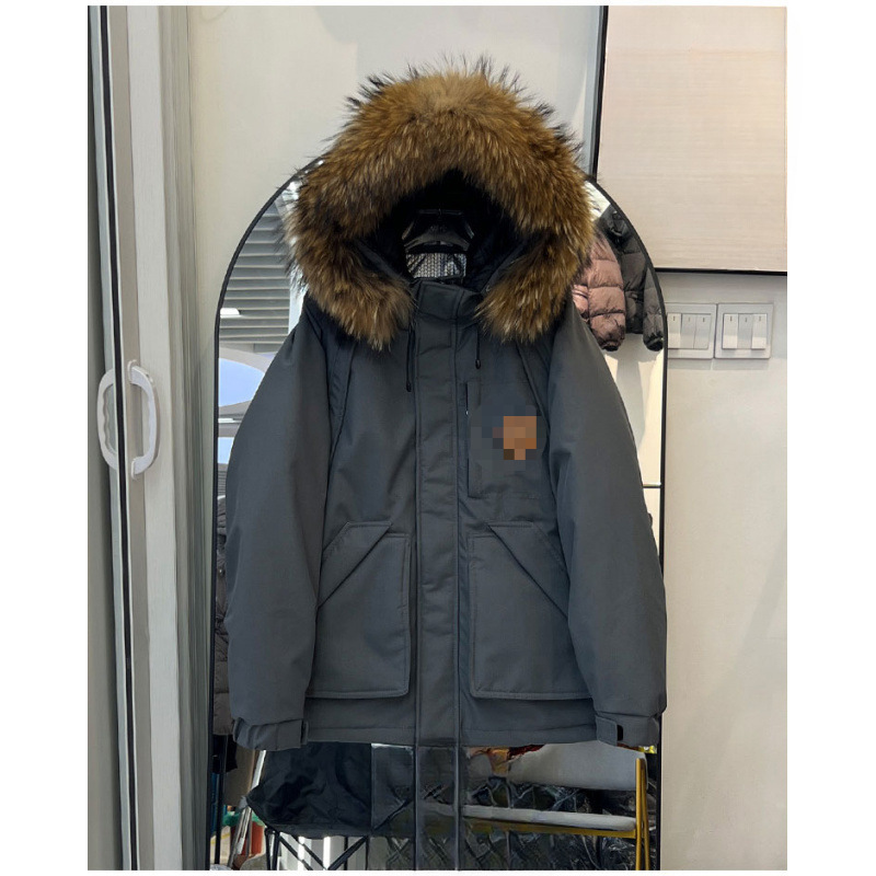White Duck down Parka with Large Fur Collar, Women's Mid-Length 2025 Outdoor Thickened Loose-Fitting Couple's Coat Trendy White Duck down Parka with Large Fur Collar, Women's Mid-Length 2025 Outdoor Thickened Loose-Fitting Couple's Coat Trendy