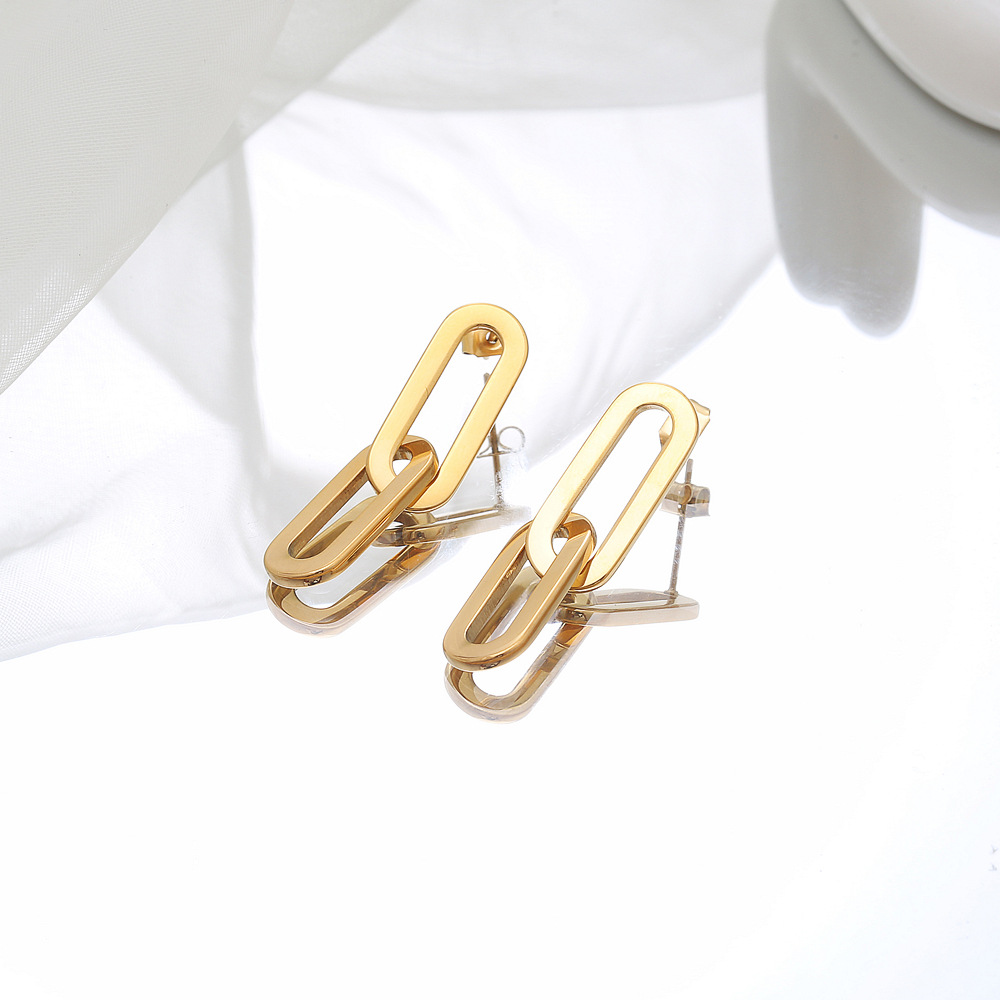Simple Style Geometric Titanium Steel Drop Earrings Gold Plated Stainless Steel Earrings