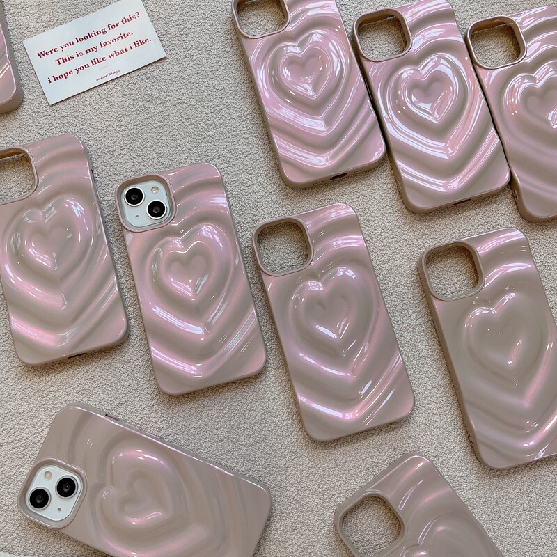 純色の立体愛はiphone15アップル16promax携帯ケースの新型14カップル13ソフトケースの女性を適用します。|undefined