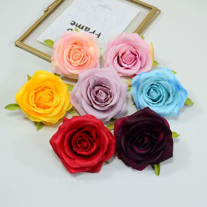 定制法式玫瑰花朵高级感仿真花绢布玫瑰花头婚礼插花手捧diy假花
