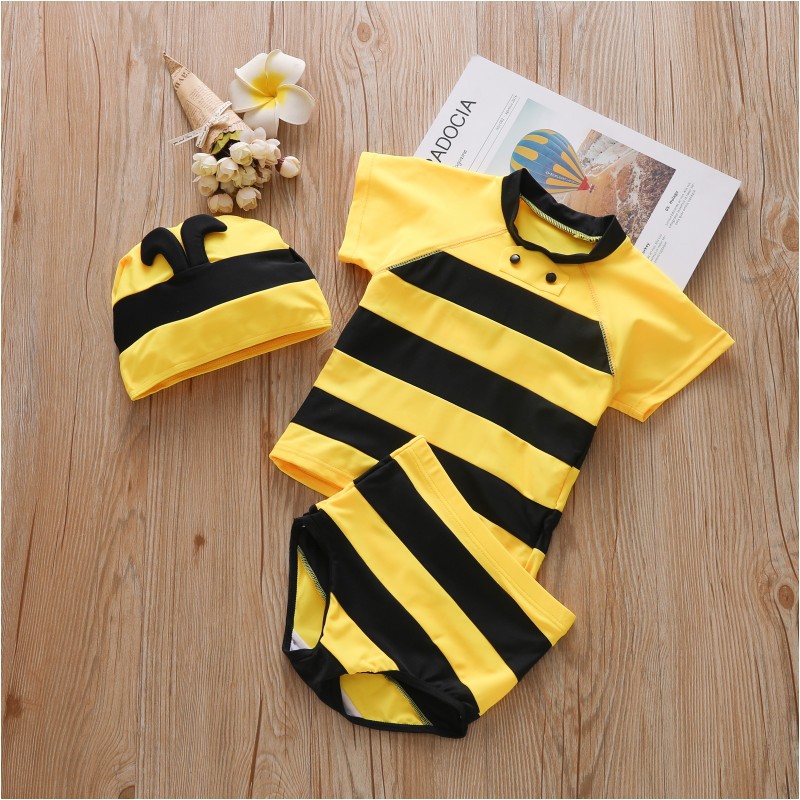 新款大蜜蜂造型服兒童泳衣卡通遊泳衣批發小孩童泳衣表演服