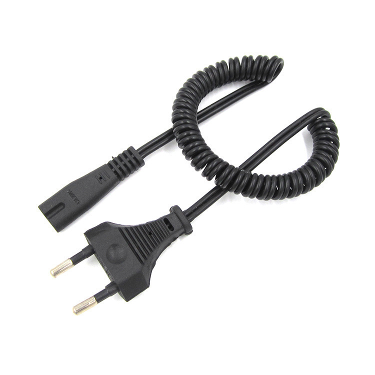 欧规剃须刀充电线 毛球器电源线 欧标8八字尾电源插线 弹簧线