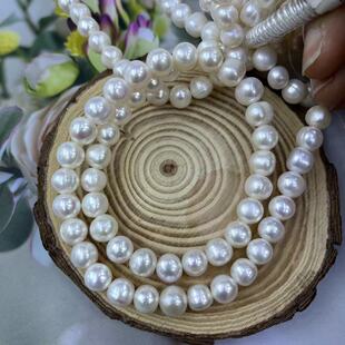 Strong light natural freshwater pearl 8-9MM punch egg round diy necklace bracelet jewelry accessories wholesale