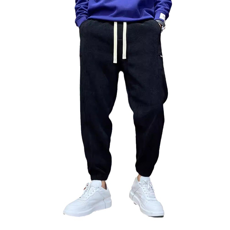 Corduroy pants for men's spring and autumn casual long pants, men's ankle sports pants, large size sanitary pants, small foot Harlan pants