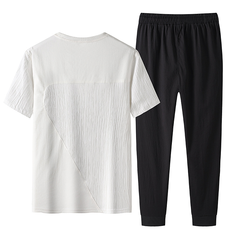 Men's Clothing Ice sense suit men's summer new fashion leisure loose thin breathable quick drying youth sports two piece suit trend_voghion.com