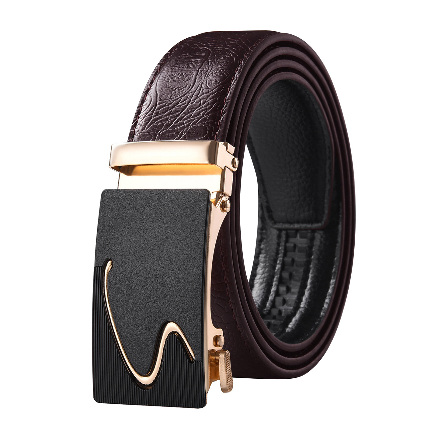 Gold Buckle S Car Line Coffee Belt