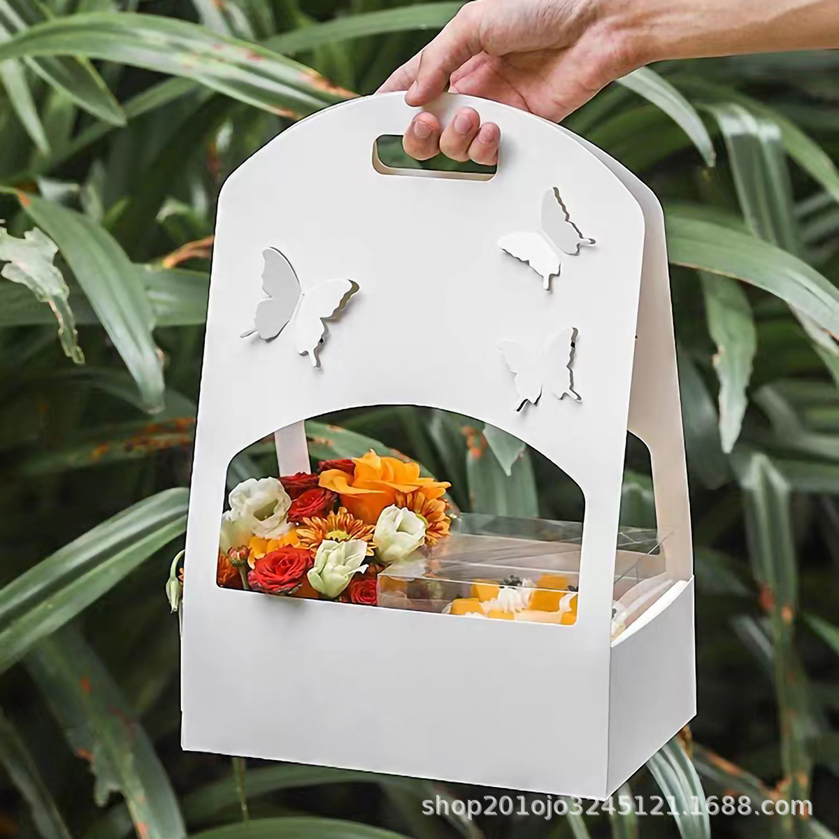 花束包装盒手提蛋糕花盒鲜花蛋糕花盒蛋糕盒纸质折叠花盒现货批发