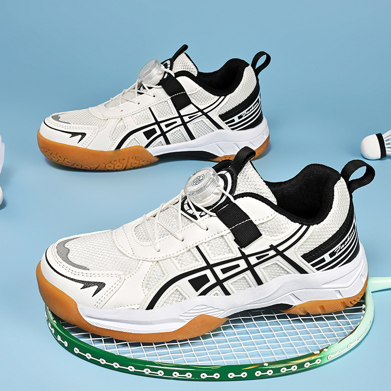 Cross-Border New Badminton Shoes Mesh Breathable Children's Sports Shoes Medium and Large Children's Soft Bottom Table Tennis Shoes Ready for Sale
