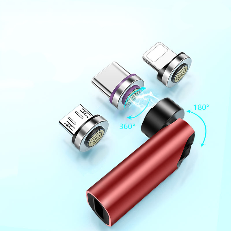 Adaptador magnético giratorio de 540 grados, adaptador TYPEC, transferencia de datos, carga rápida de 3A, cable para teléfono móvil, transmisión de alta velocidad