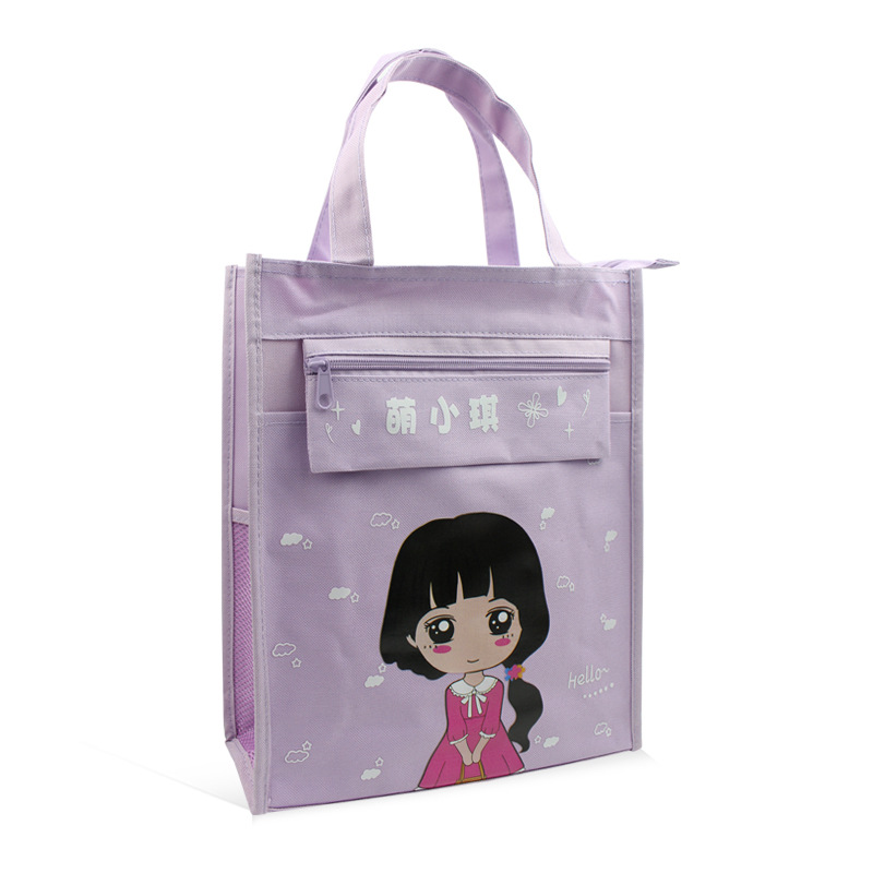Bolsa de matrícula logotipo personalizado escuela primaria jardín de infantes dibujos animados bolso de mano lona bolsa de matrícula de mano de gran capacidad