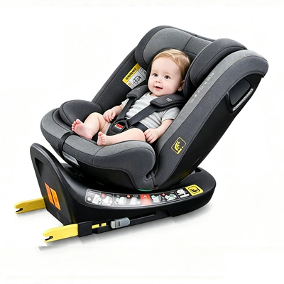 Steel frame child safety seat Car child safety seat - stylish-gray-isize-pull-up-strap