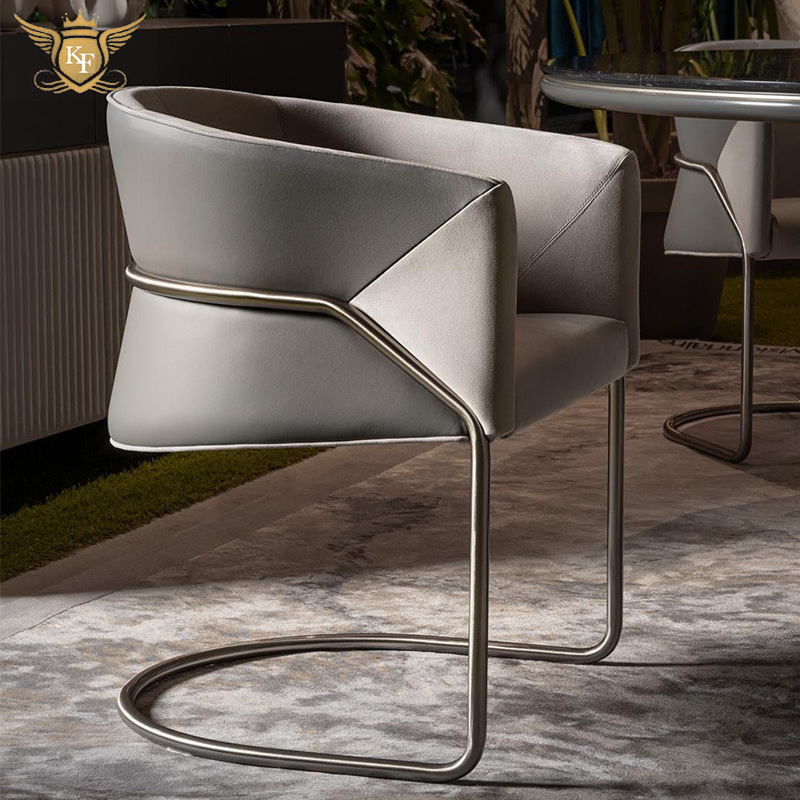Luxury Dining Room Chair Set Home Furniture Metal Stainless Steel Legs Grey Leather Dining Room Dining Chair Luxury Dining Room Chair Set Home Furniture Metal Stainless Steel Legs Grey Leather Dining Room Dining Chair