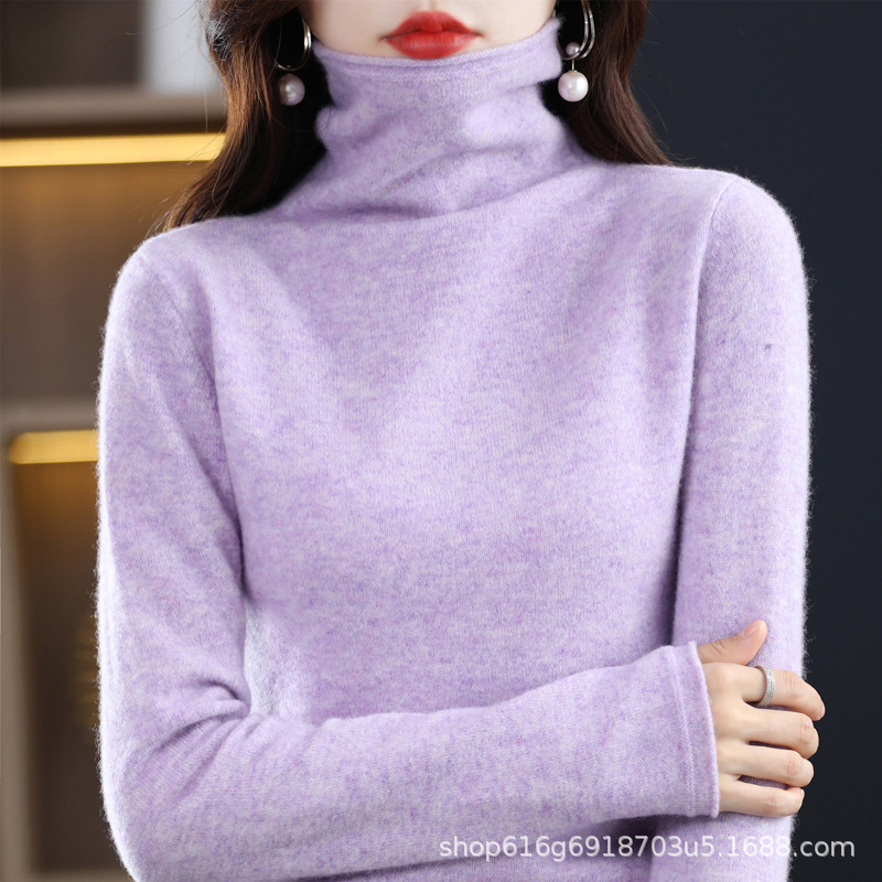 Special offer autumn and winter women's pile collar pure woolen sweater solid color long sleeve inner sweater turtleneck bottoming shirt with Overcoat Special offer autumn and winter women's pile collar pure woolen sweater solid color long sleeve inner sweater turtleneck bottoming shirt with Overcoat