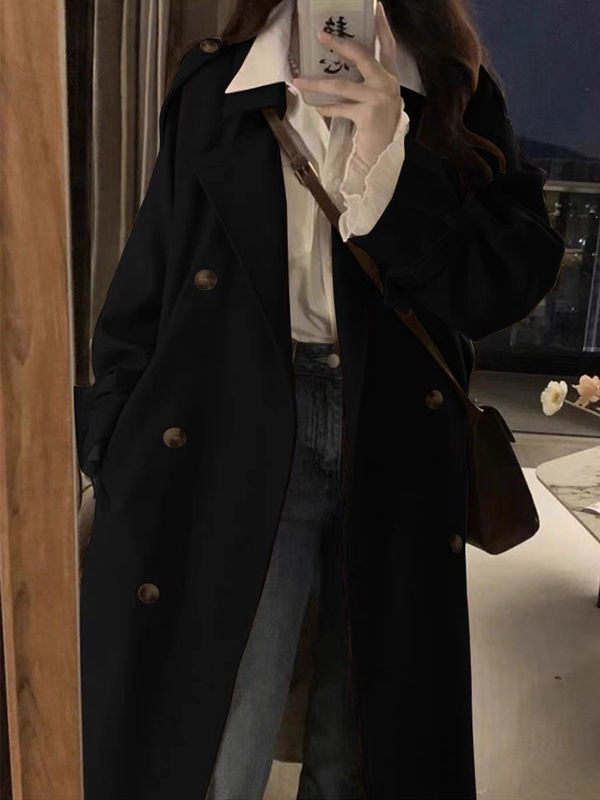 高级感卡其色风衣修身外套女秋季新款今年流行小个子中长款大衣女|undefined
