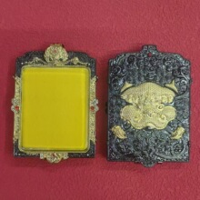 藏式大鹏鸟唐卡壳子吊坠 镀金银嘎乌盒 4*5cm 随身佛牌饰品空壳
