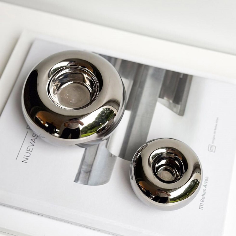 Simplicidad ins plata redondo candelabro de cerámica decoración de mesa de comedor de sala de estar decoración soporte de mesa de boda moderno