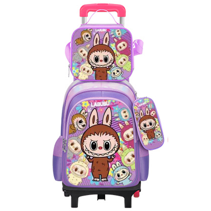 Export Trolley Mochila mochila con luz en la parte posterior para estudiantes de primaria de grado 1-6 nueva mochila de nailon de gran capacidad para subir escaleras