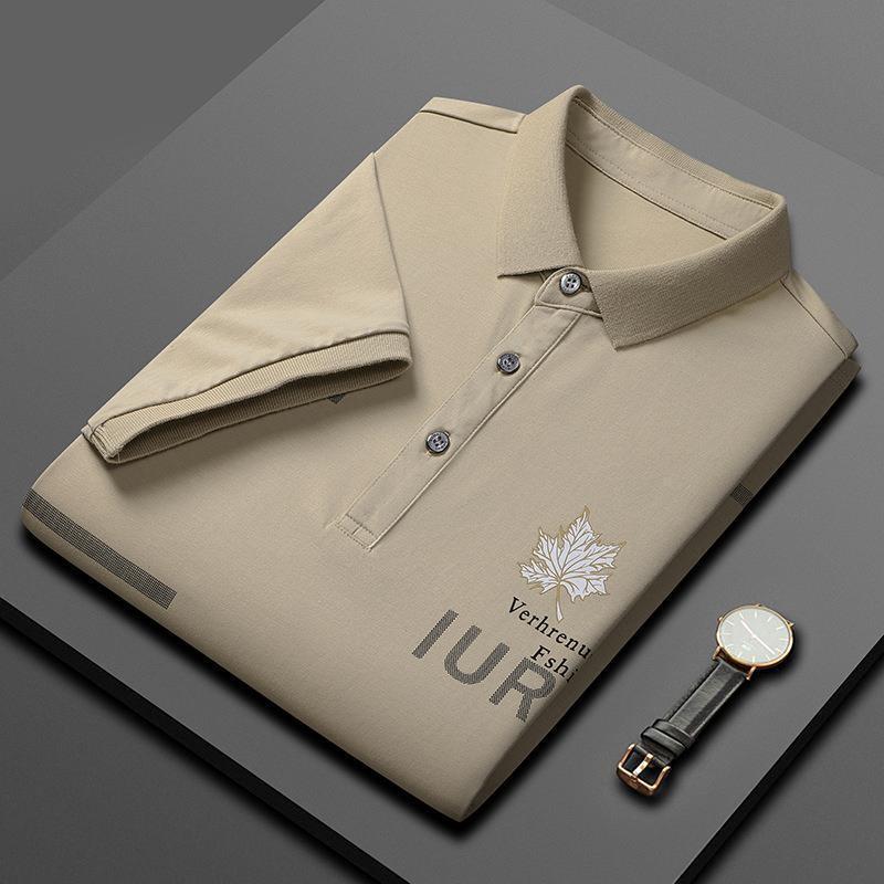 Camiseta de polo de impresión de algodón hombre de alta gama ligera de negocios impresión de arce Camiseta de verano nueva impresión de manga corta Camiseta de solapa
