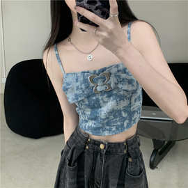 时尚法式别致小吊带背心女夏季内搭外穿设计感甜辣风短款无袖上衣