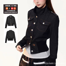 美式复古工装牛仔短款外套女26春季New修身辣妹飞行夹克工厂-直批