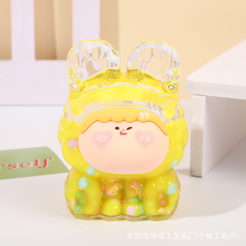 Big Mac cute Lilith doll bursting colorful beans into oil quicksand creative ornaments live broadcast pairs blind box