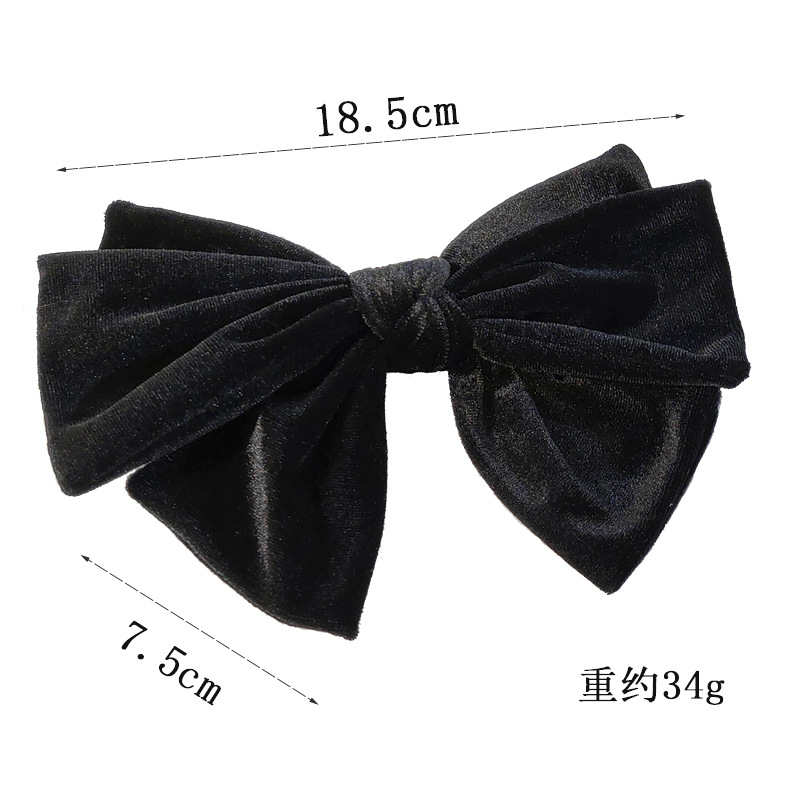 Retro Back Head Spring Clip Top Clip Fashionable Bow Velvet Headdress display picture 1