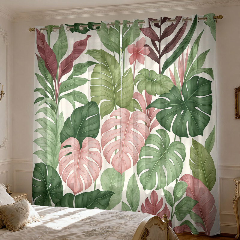 Cross-Border Blackout Curtains Plant Series 90g Brushed Printed Blackout Curtains Door Curtains Custom-Made Ozon Meike Multi-Dropshipping