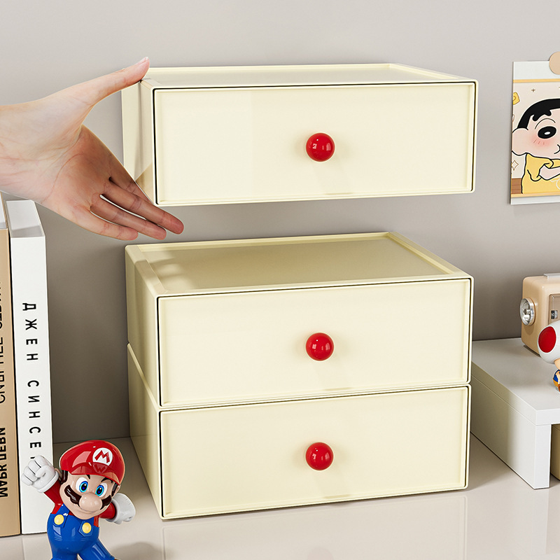 Mueble de almacenamiento de escritorio de dopamina, cajón, escritorio para estudiantes, caja de almacenamiento de papelería, banda de goma, horquilla, caja de acabado de joyería