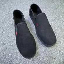 加厚加绒休闲老北京布鞋男懒人一脚蹬透气平跟灯芯绒低帮韩版棉鞋