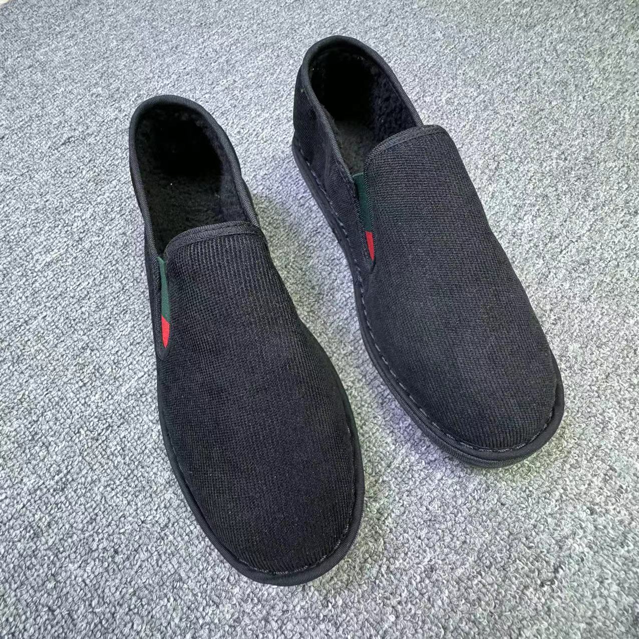 加厚加绒休闲老北京布鞋男懒人一脚蹬透气平跟灯芯绒低帮韩版棉鞋